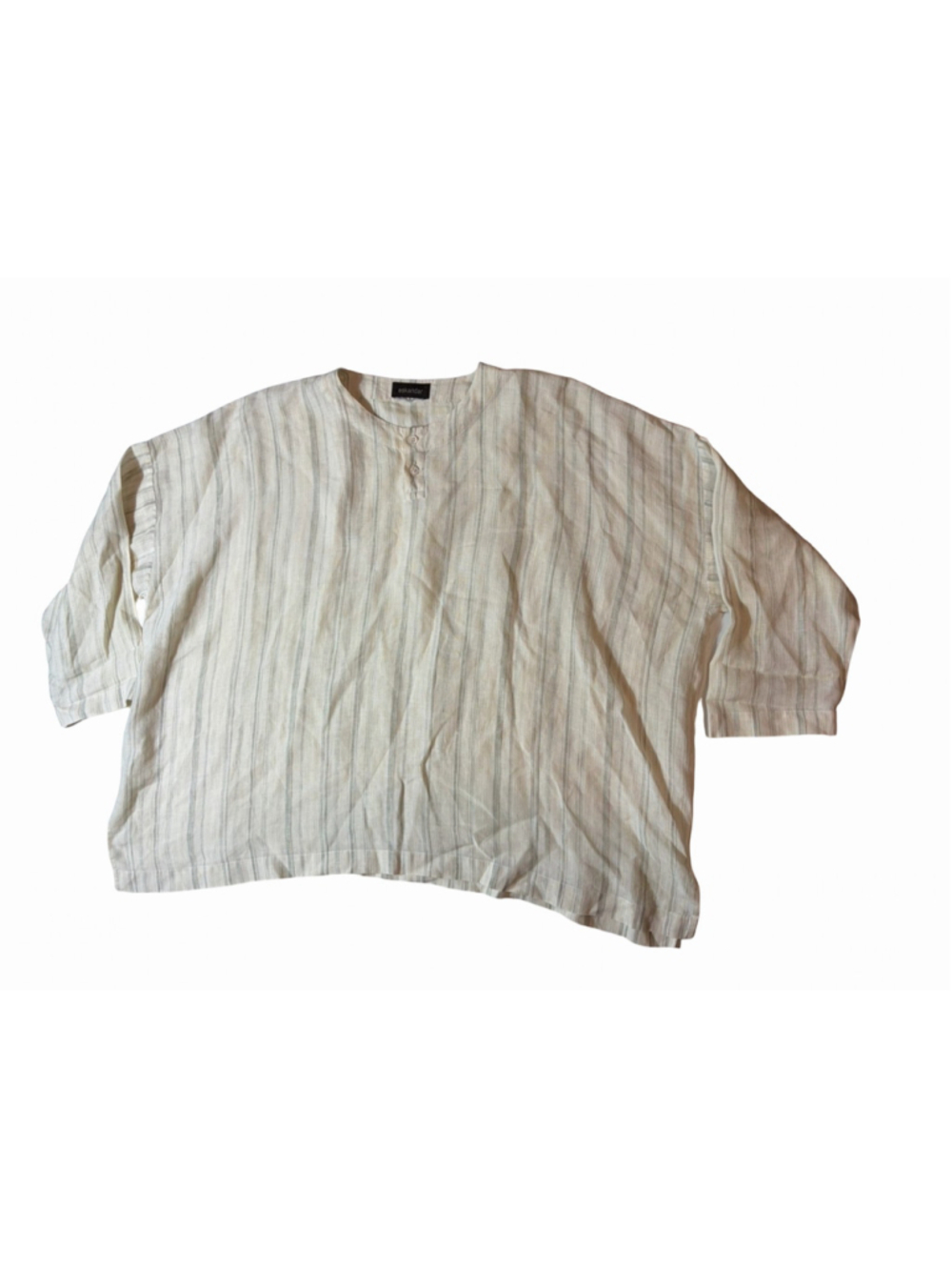 Eskandar 100% Linen Striped Oversized Tunic Top Lagenlook England